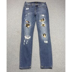Judy Blue Jeans Womens 5/27 (26x29) Skinny Midrise Cheetah Print Patches